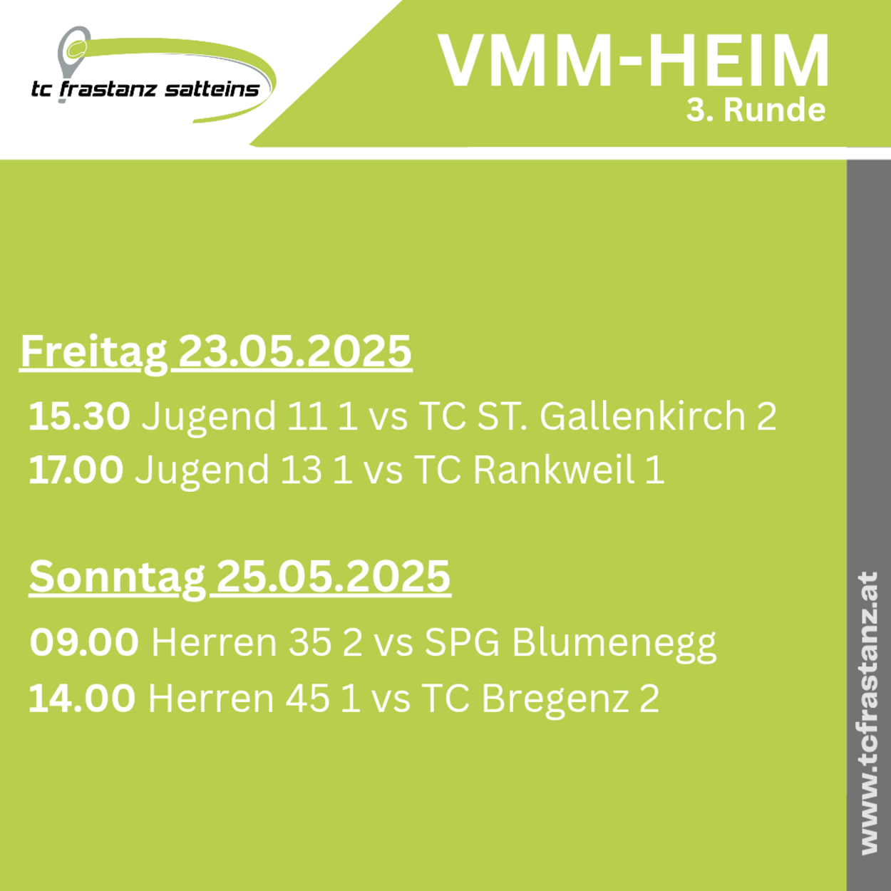 Die Termine der 3. Runde VMM 