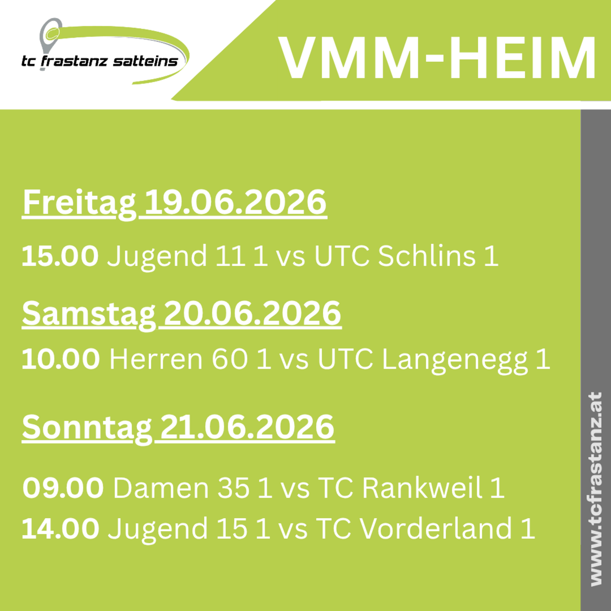 Die Termine der 6. Runde VMM